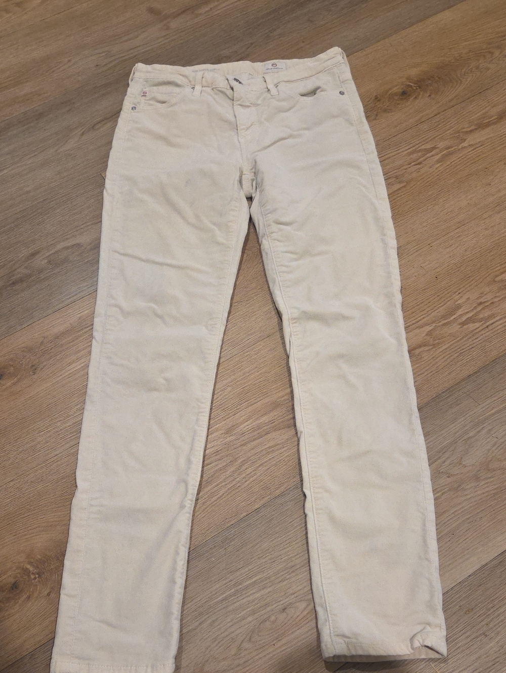 Ag Adriano Goldschmied Cream Straight-Leg Velvet Feel Jeans